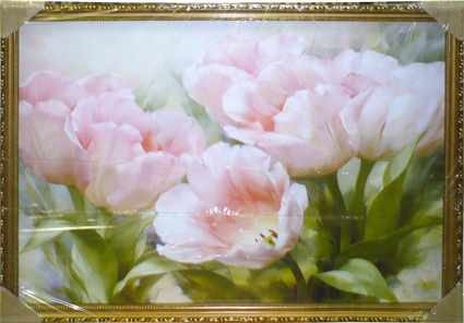 Репродукция в раме (Розовые тюльпаны, 70х50)